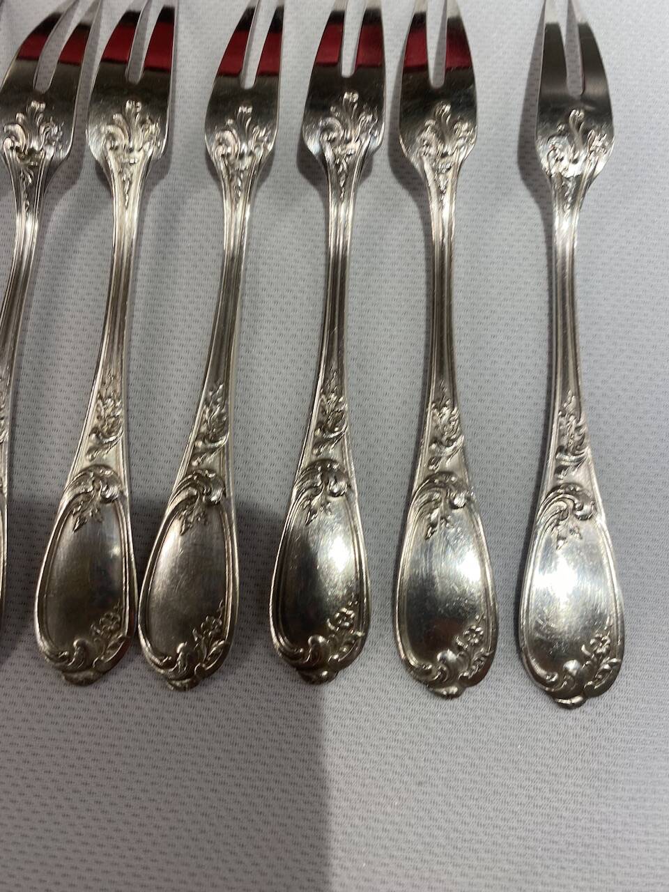 10 snail forks, rocaille model, Ercuis brand