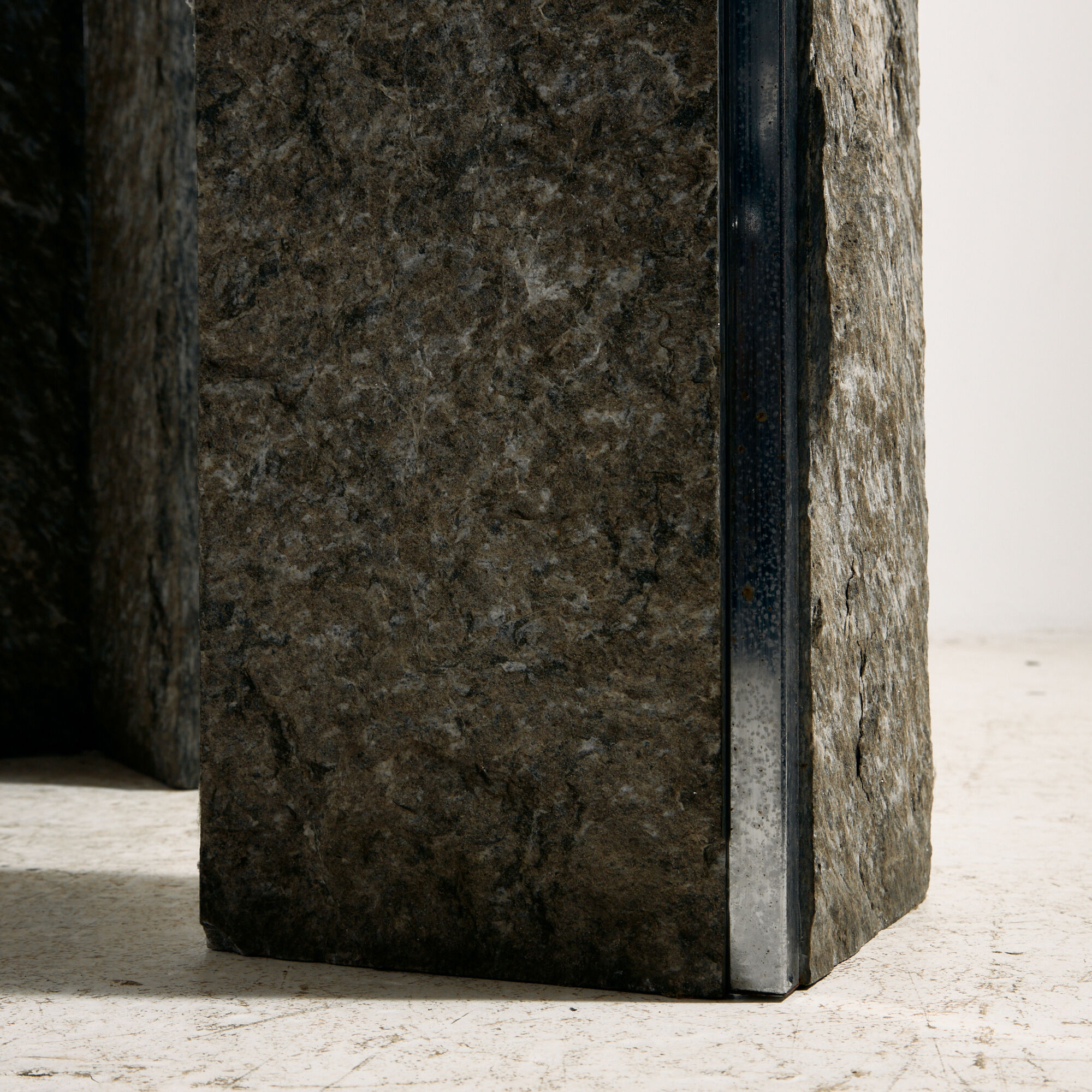 Glass and slate stone console