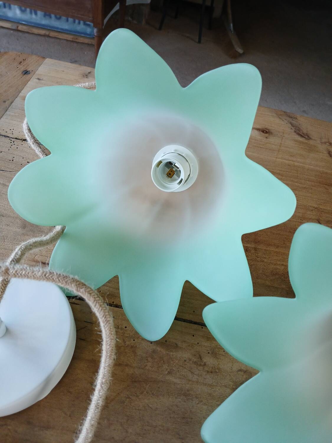 Pair of vintage tulip pendant lights