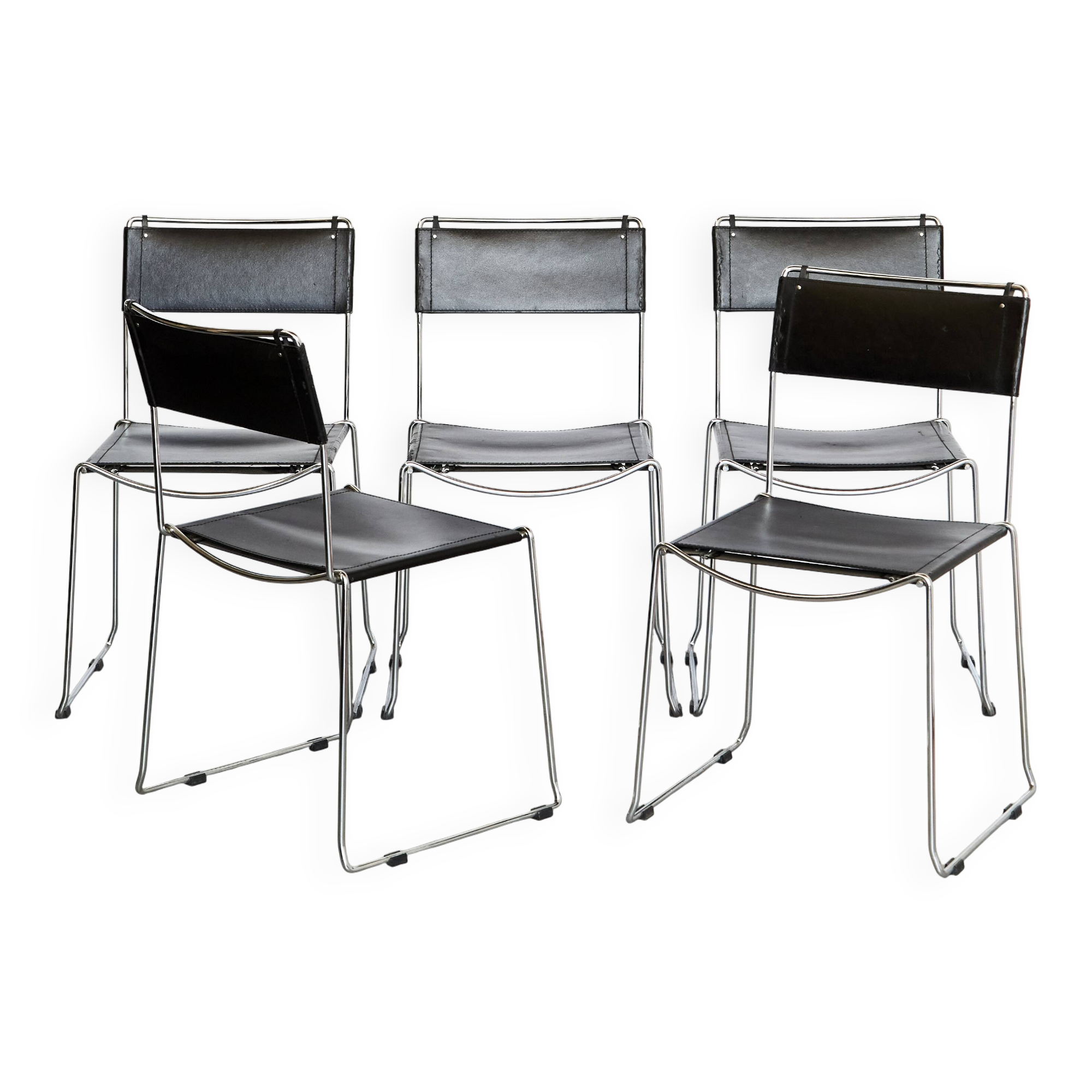 Chaises de salle à manger en cuir par Giandomenico Belotti pour Alias