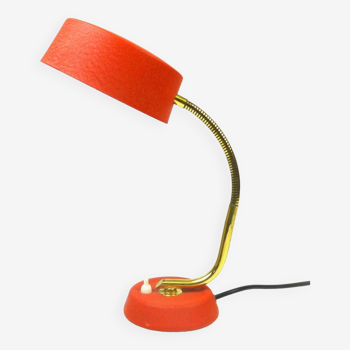 Stunning fire red & brass mid century Desk Lamp by Cosack Germany about 1950