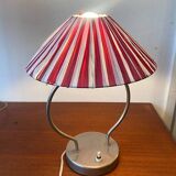 Small metal foot lamp, two-tone pleated lampshade, 1960