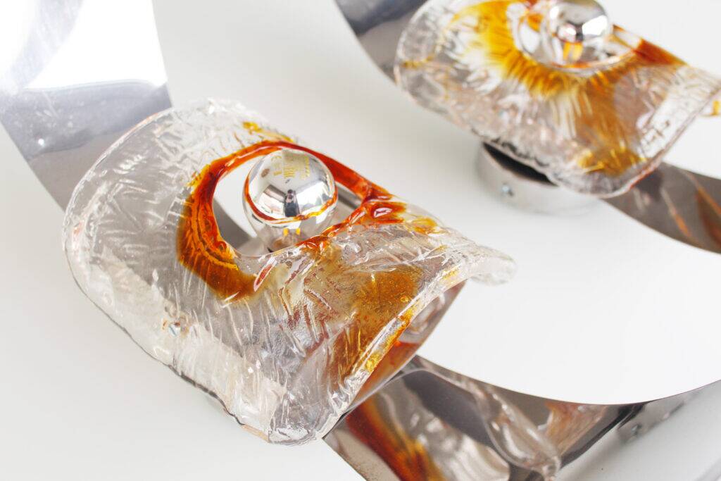 Set (2) of 1970s Murano glass wall sconces by AV Mazzega