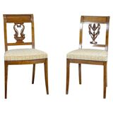 Set of 2 Ash Chairs in White Upholstery, 1950s