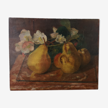 Tableau ancien "les poires" nature morte