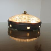 Wall lamp " starred " 2 fires, diamond glass and brass years 50 60