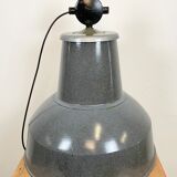 Large Grey Enamel Industrial Factory Lamp from Elektrosvit, 1960s