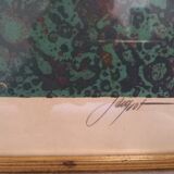 Original lithograph by Pierre-Henri Jacquot (1929-2009), Homage to Vaucanson, bird composition