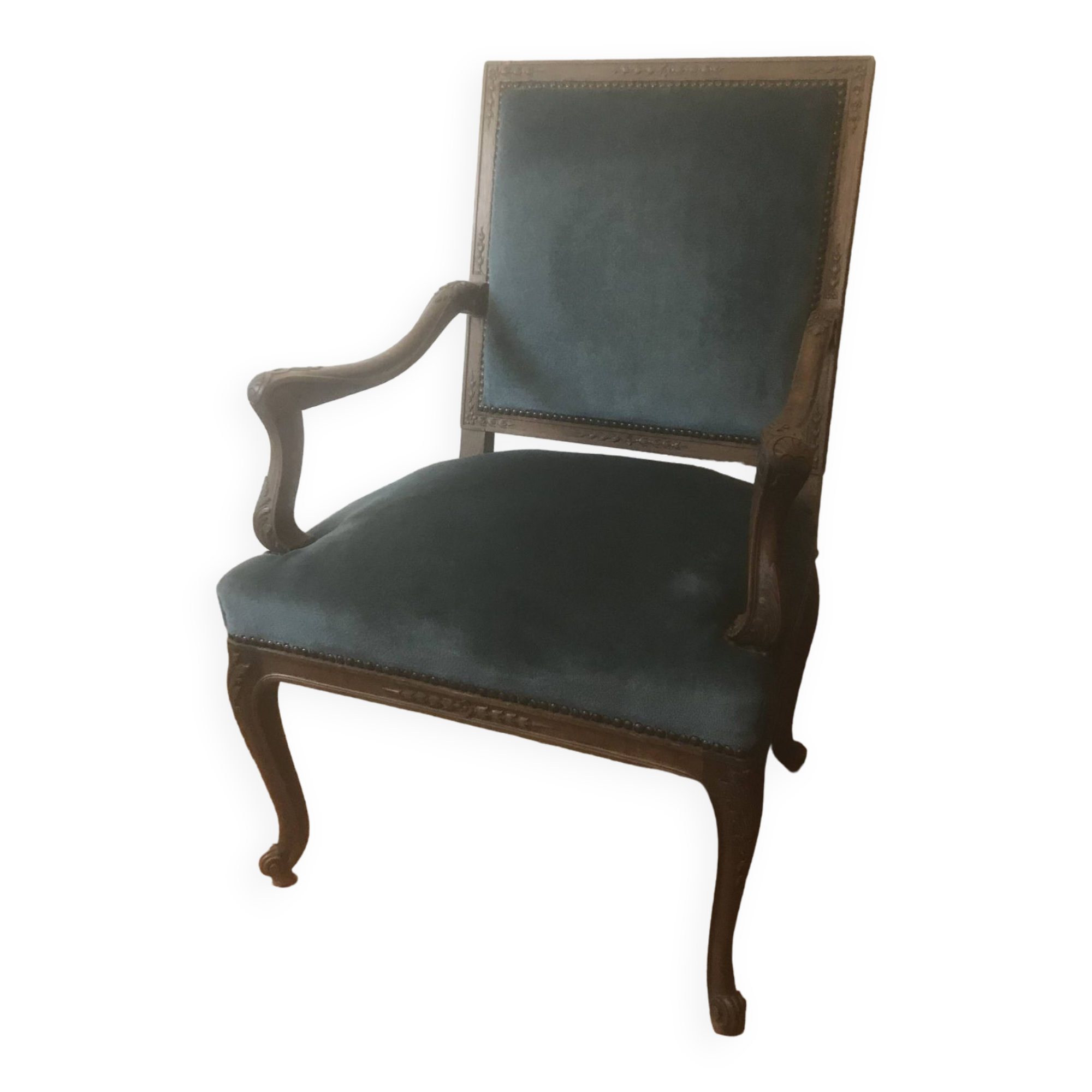 Vintage blue Regency style armchair