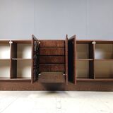 Graphical wengé brutalist credenza, 1970s