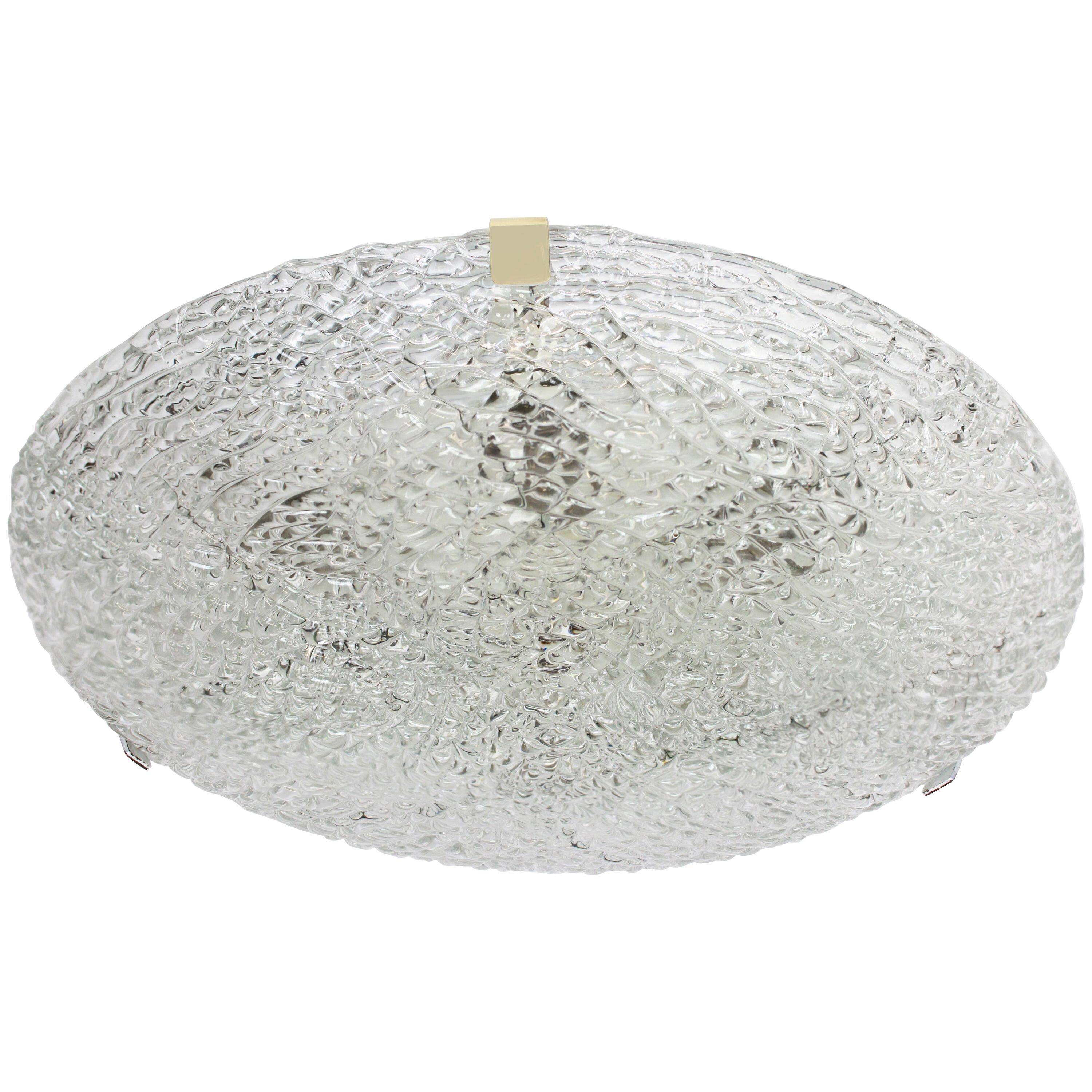 Large ice glass ceiling light by Kalmar, Austria, 1960s.