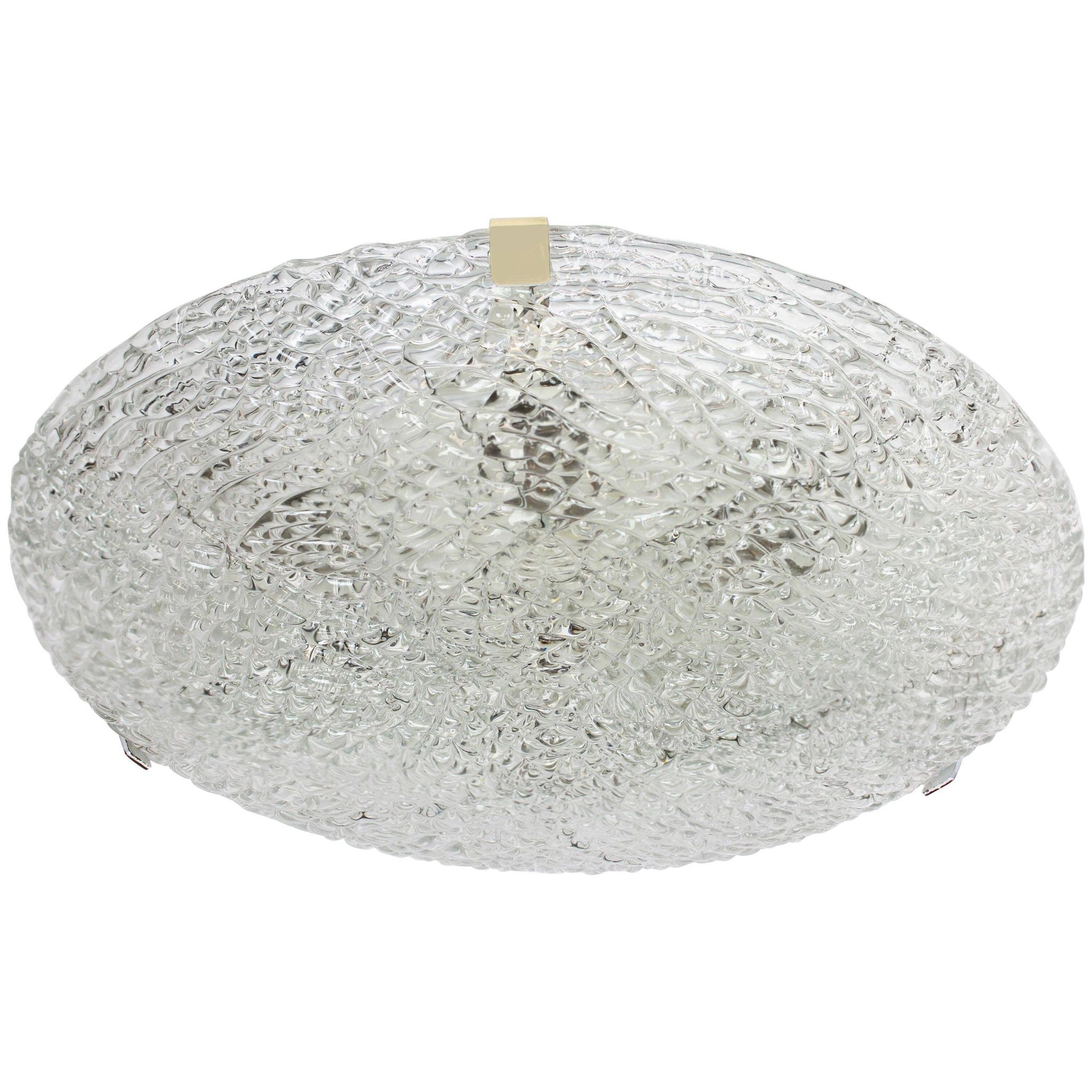 Large ice glass ceiling light by Kalmar, Austria, 1960s.