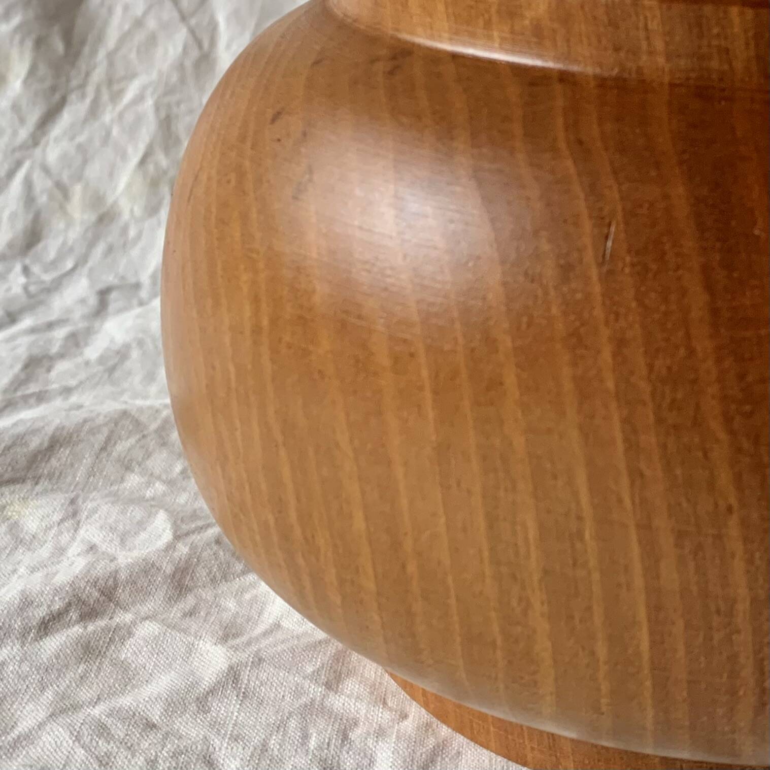 Vintage turned wood lamp base, 1970