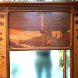 Art Nouveau marquetry mirror signed Auguste Metgé