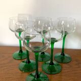Vintage green stemware, made in france