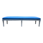 Office bench – Louis XVI style – Repainted wood – Blue fabric