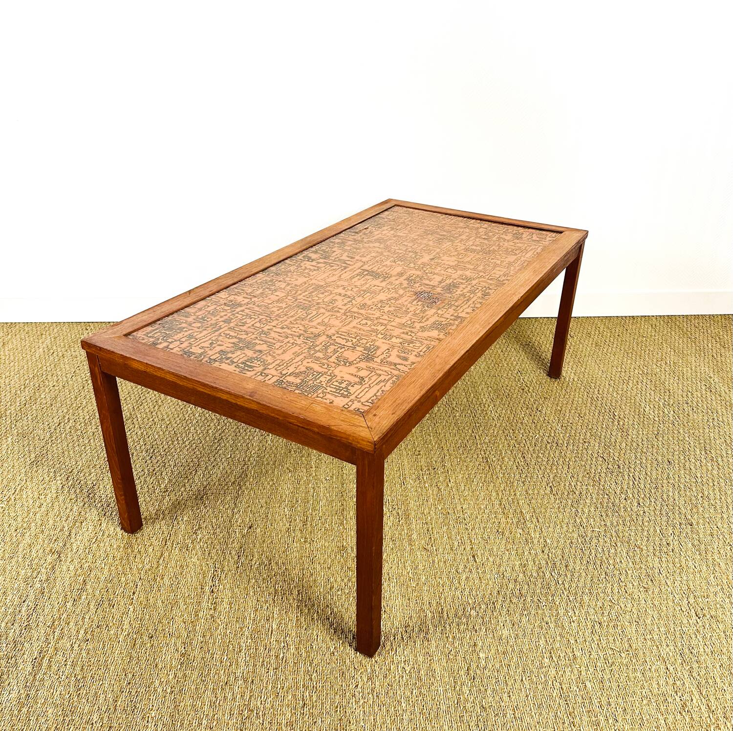 Scandinavian coffee table in copper, 1960.