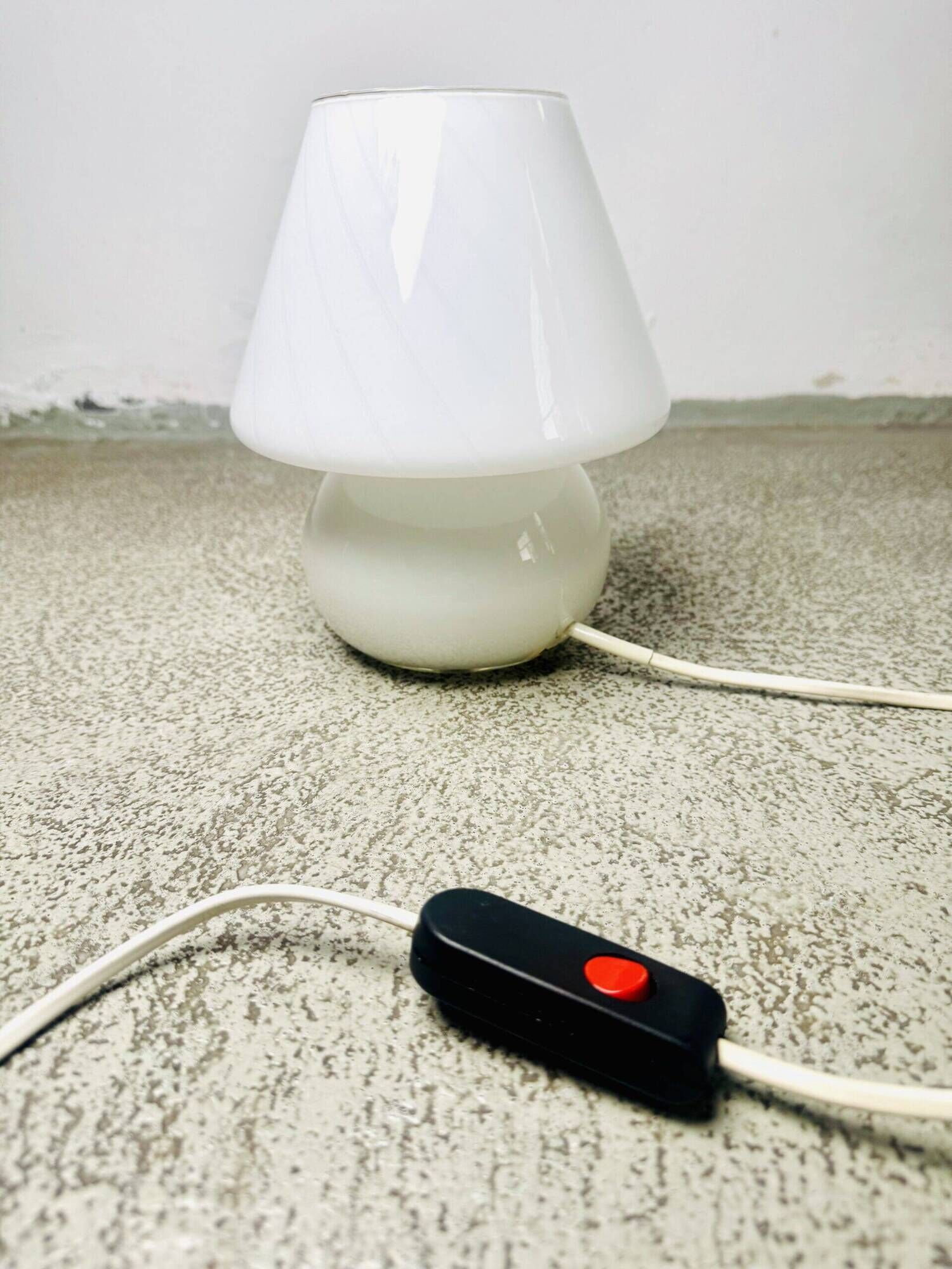 Opaline Glass Swirl Mushroom Table Lamp By Hala Zeist, The Netherlands 1960S