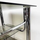 Chrome and smoked glass serving trolley from the 70s