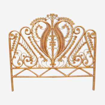 Vintage Peacock rattan headboard