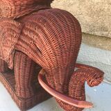 Table d'appoint elephant rotin 1970