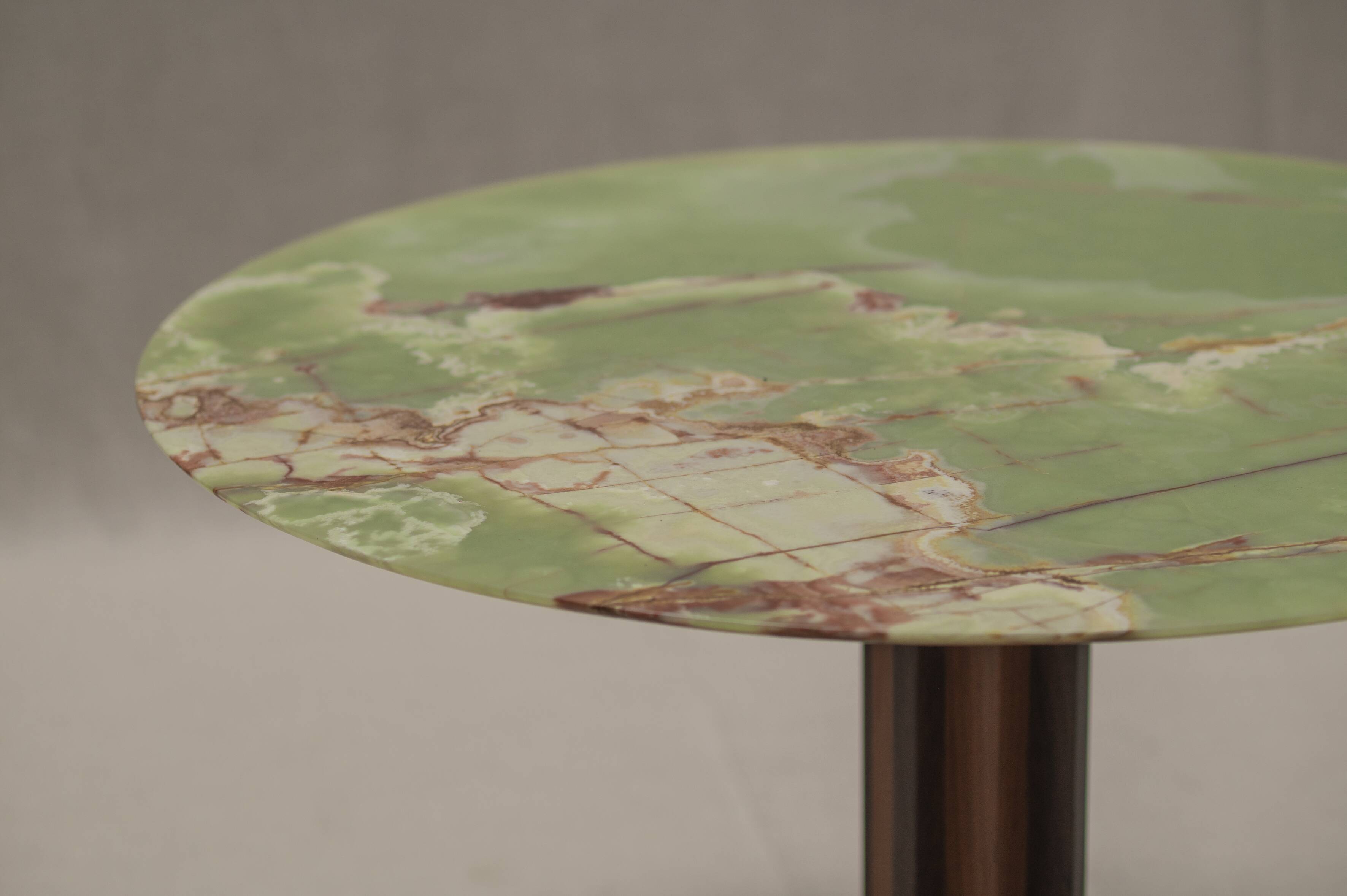 Onyx and brass dining table after Ignazio Gardella