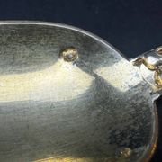 12 dessert spoons in vermeil, Minerva 19th century, blackened pear tree box