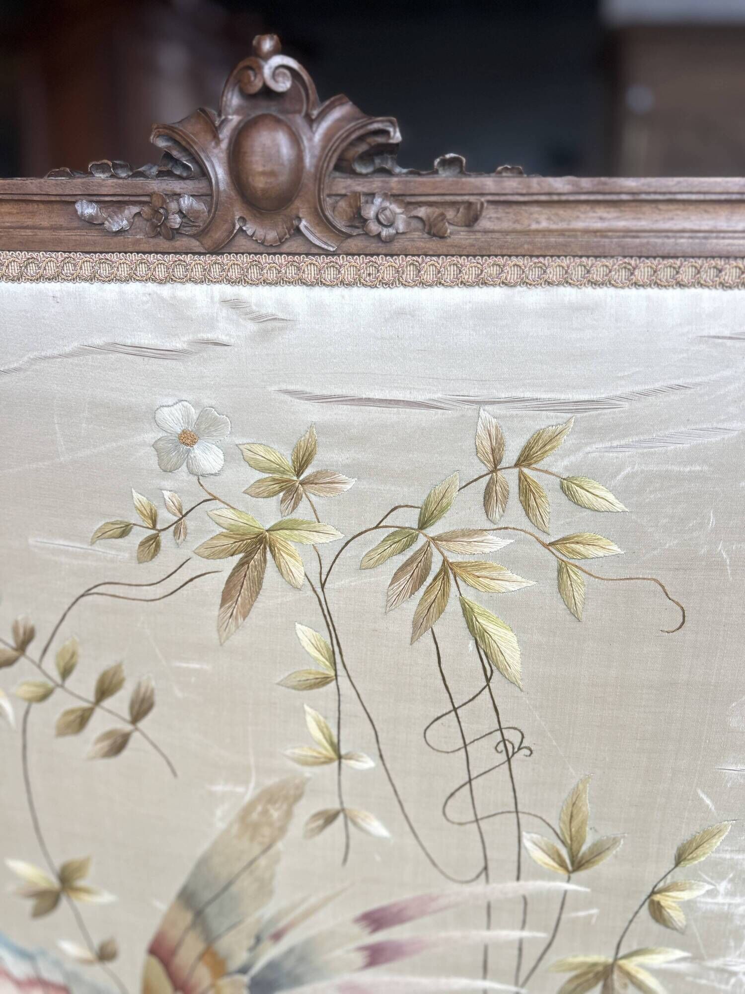 Paravent de Style Louis XVI , bois et soie