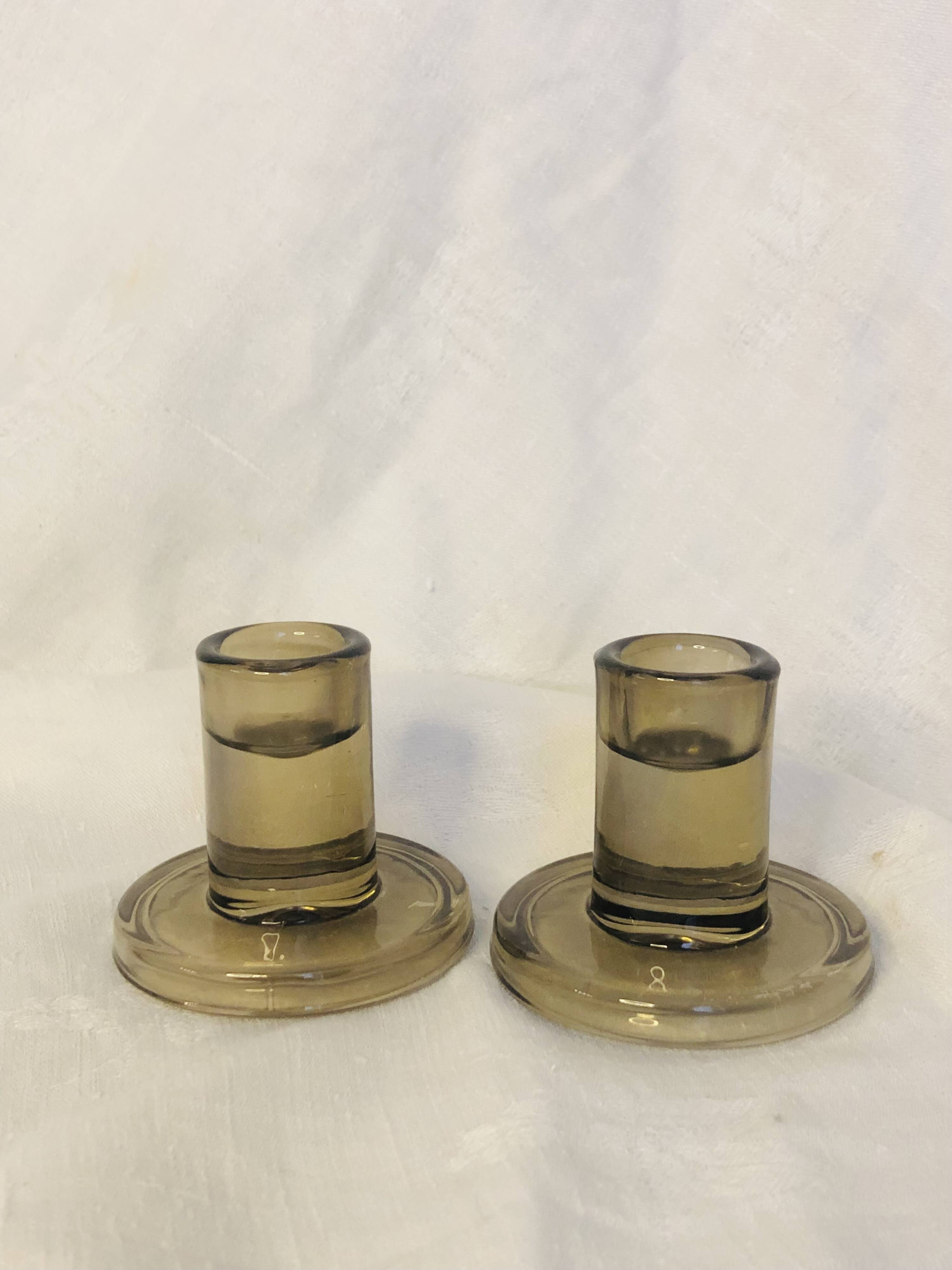 smoked glass candle holders