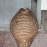 Old basket, straw and bramble, woven basket, interior decoration