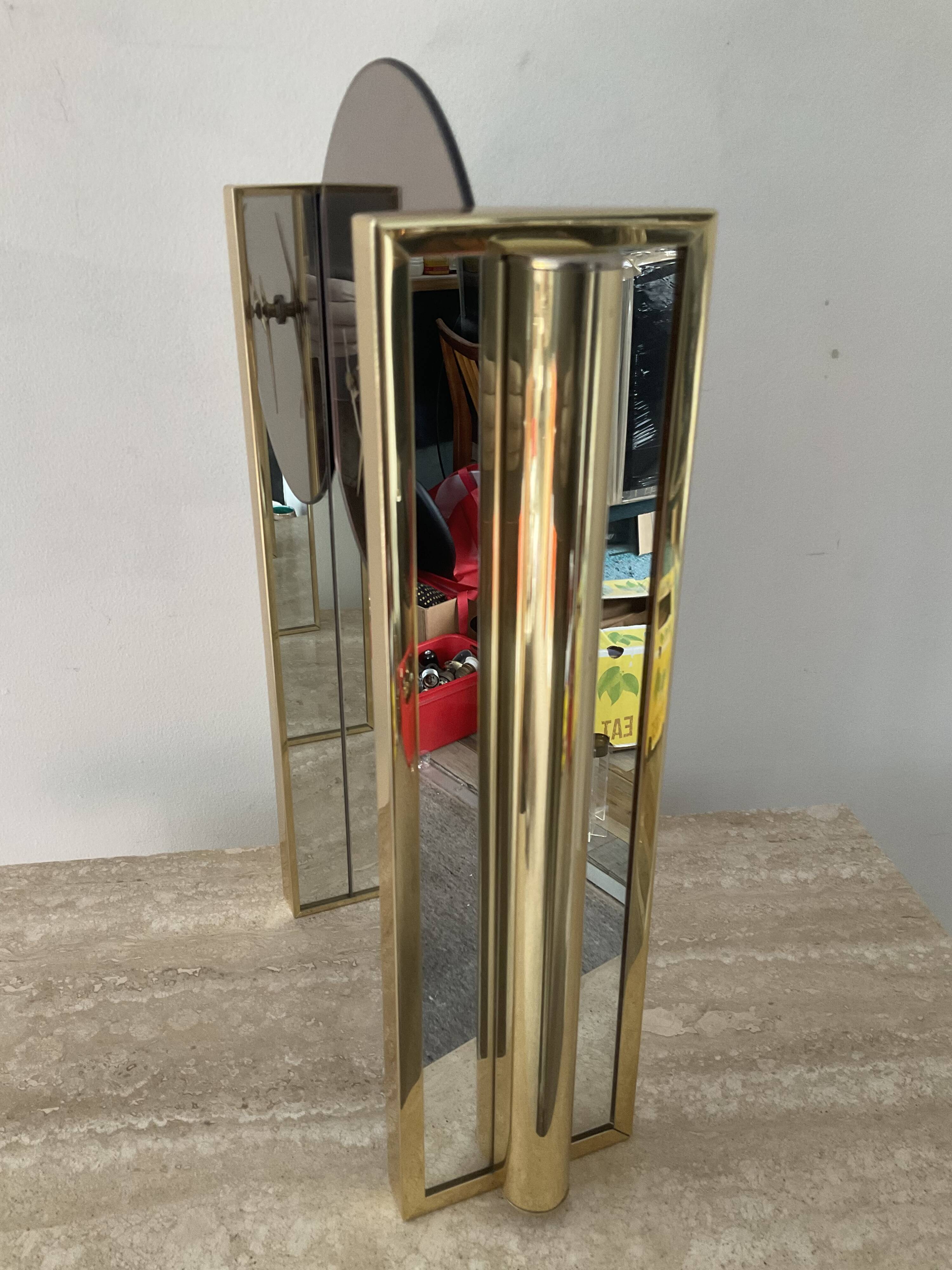 Hollywood Regency clock by Nufa Holland in brass 70s-80s