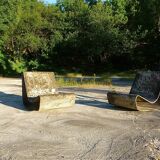 Ensemble de 2 chaises à bascule de jardin Loop Early Edition par Willy Guhl pour Eternit AG, Suisse 1950