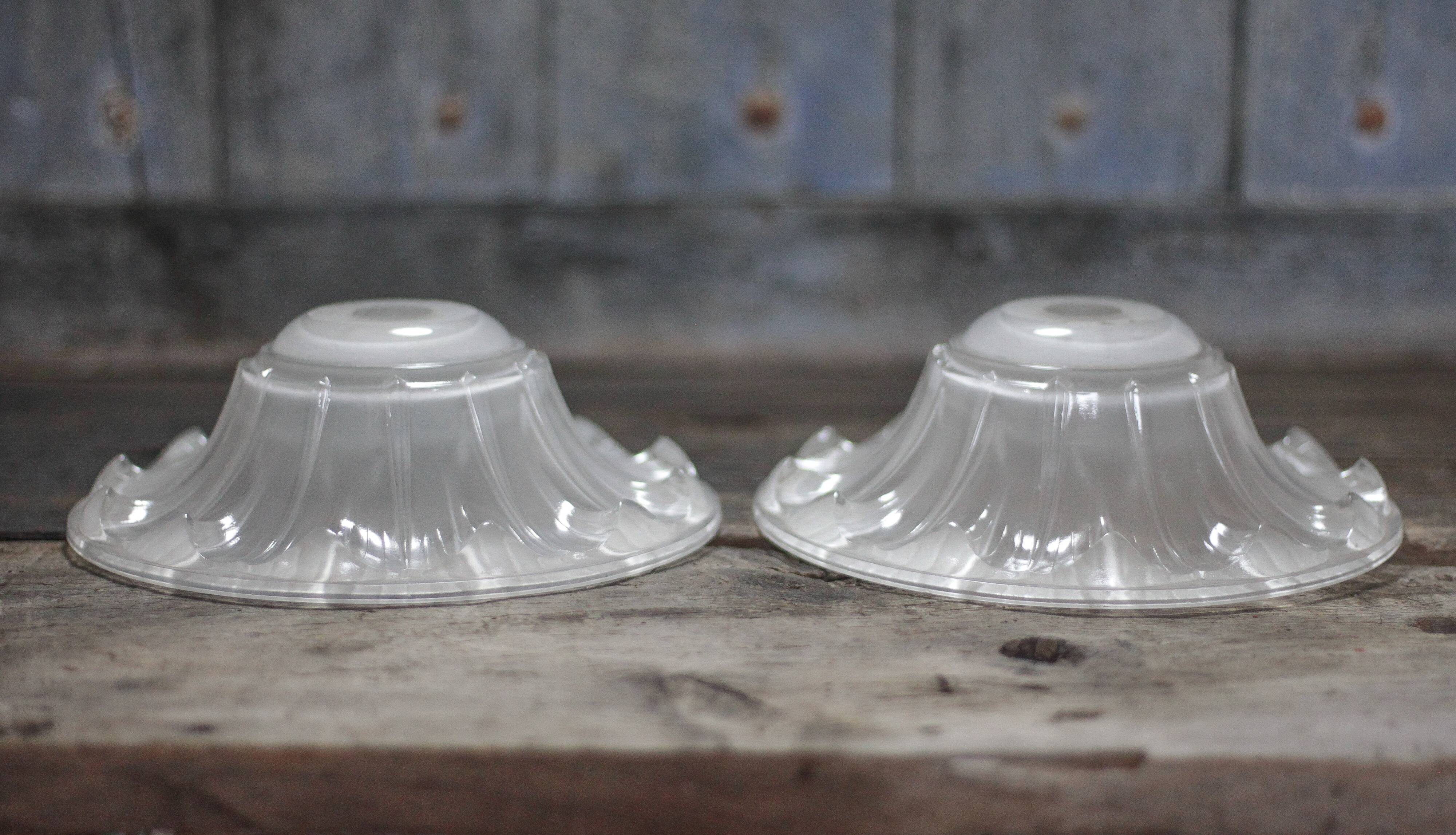 Pair of glass lampshades, glass bowl for suspension, globe for chandelier.
