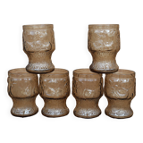 Set of 6 orangeade glasses Fidenza Italy vintage 70's, fruit patterns