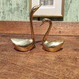 Pair of golden brass swans