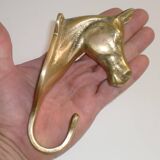 Set of 10 heavy brass horse coat rack wall hooks