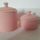 Ensemble 2 boîtes à coton vintage salle de bain plastique rose Grosfillex