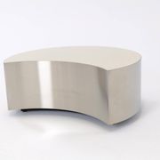 Unique side table, half-moon shape, brass/steel and polished laminate, size M.