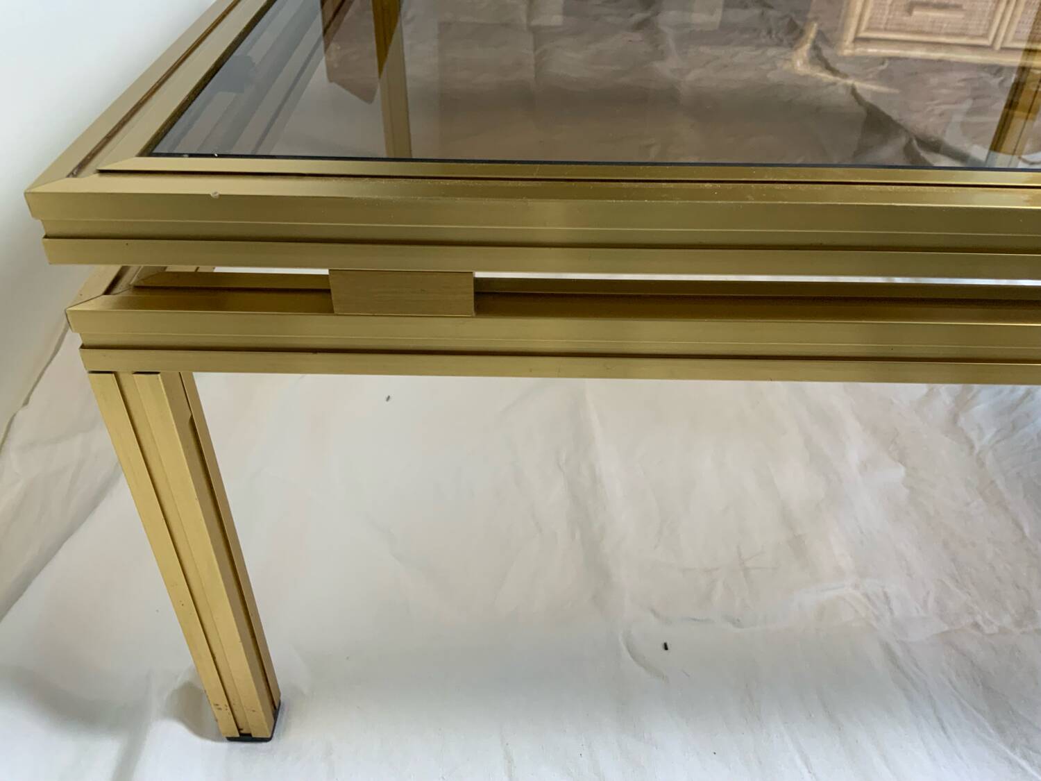 Glass and brass coffee table
