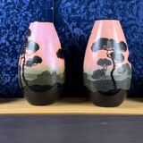 Vallauris Gabs: series of 6 ceramic vases from the Art Deco period around 1930, signed on the base