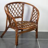 Vintage rattan armchair with cushions 1970