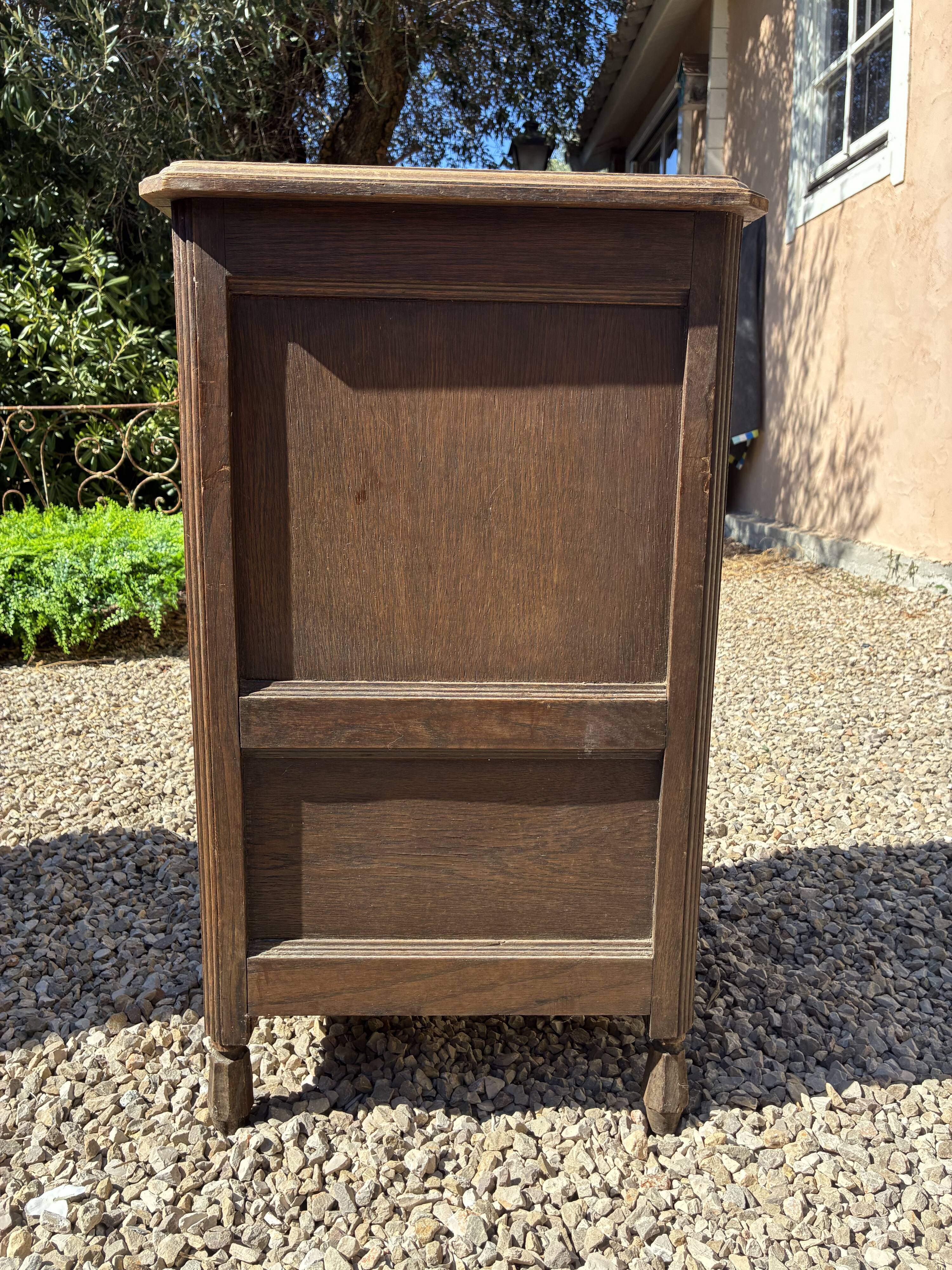 Antique bedside table in wood and marble
