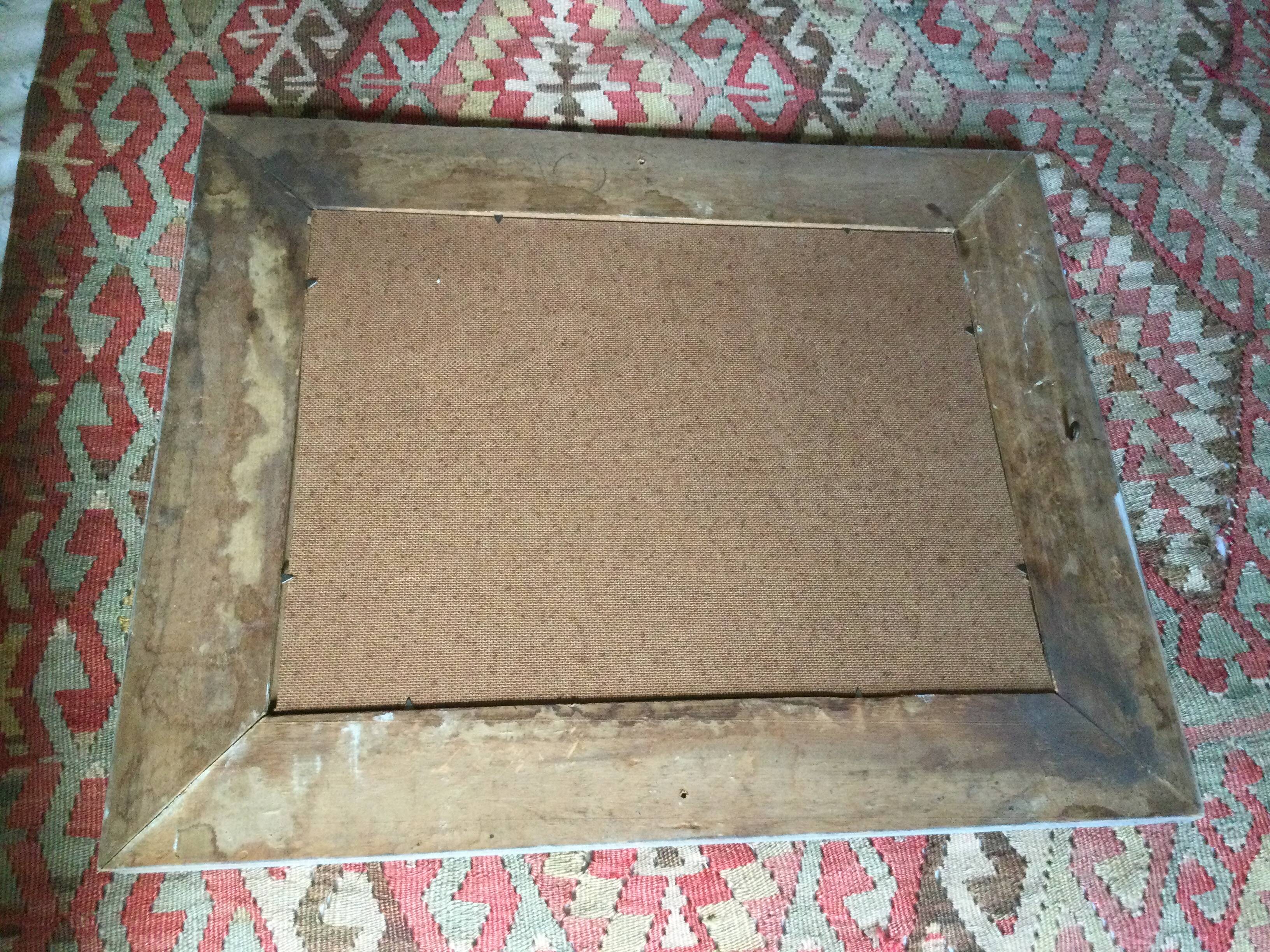 Antique patinated wood mirror