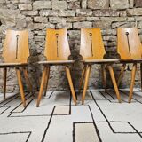 Set of 4 brutalist bistro chairs