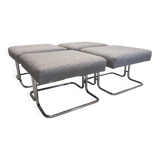 Set of 4 Space Age tubular ottoman stools, 60s-70s