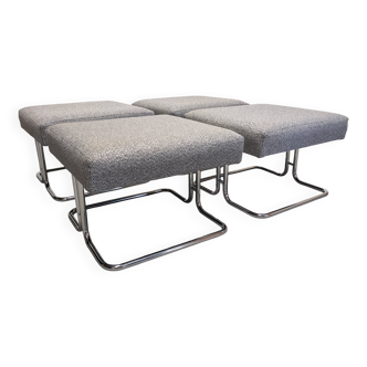 Set of 4 Space Age tubular ottoman stools, 60s-70s