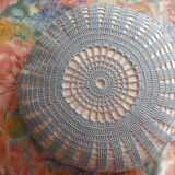 Crocheted round cushion 60s