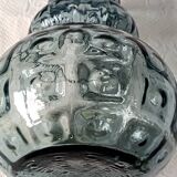 Large vintage smoked optical glass vase, Italy 1950