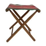 Old wooden folding and canvas  stool