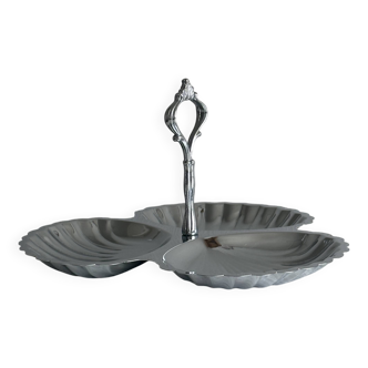 Silver-plated three-compartment serving tray